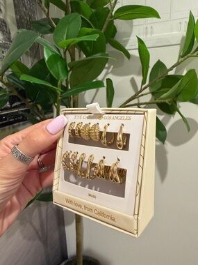 Eye Candy Gold Earring brass Set – 6 Pairs